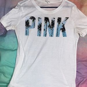 Pink rhinestone logo tee